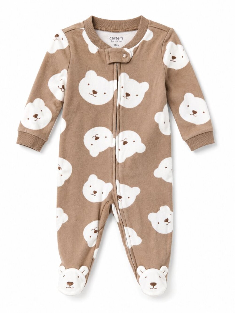 NWT Carter’s Baby Boy Bear Footed Pajamas Velour Soft Sleeper Cozy Brown Outfit